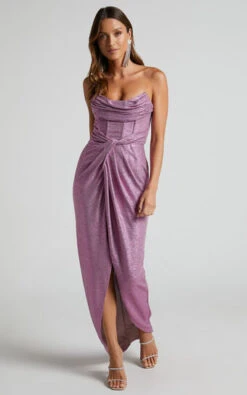 Showpo Adrie Strapless Corset Bodice Maxi Dress In Pink