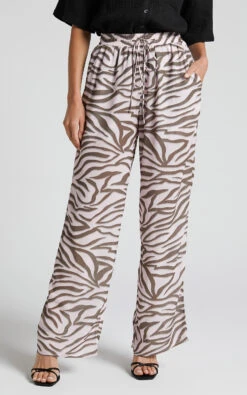 Showpo Aegir Pants - Mid Rise Relaxed Straight Leg Pants In Wild Zebra -Showpo Women's Clothing Store Aegir Relaxed Trousers in Wild Zebra