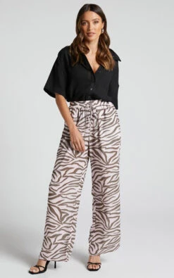 Showpo Aegir Pants - Mid Rise Relaxed Straight Leg Pants In Wild Zebra
