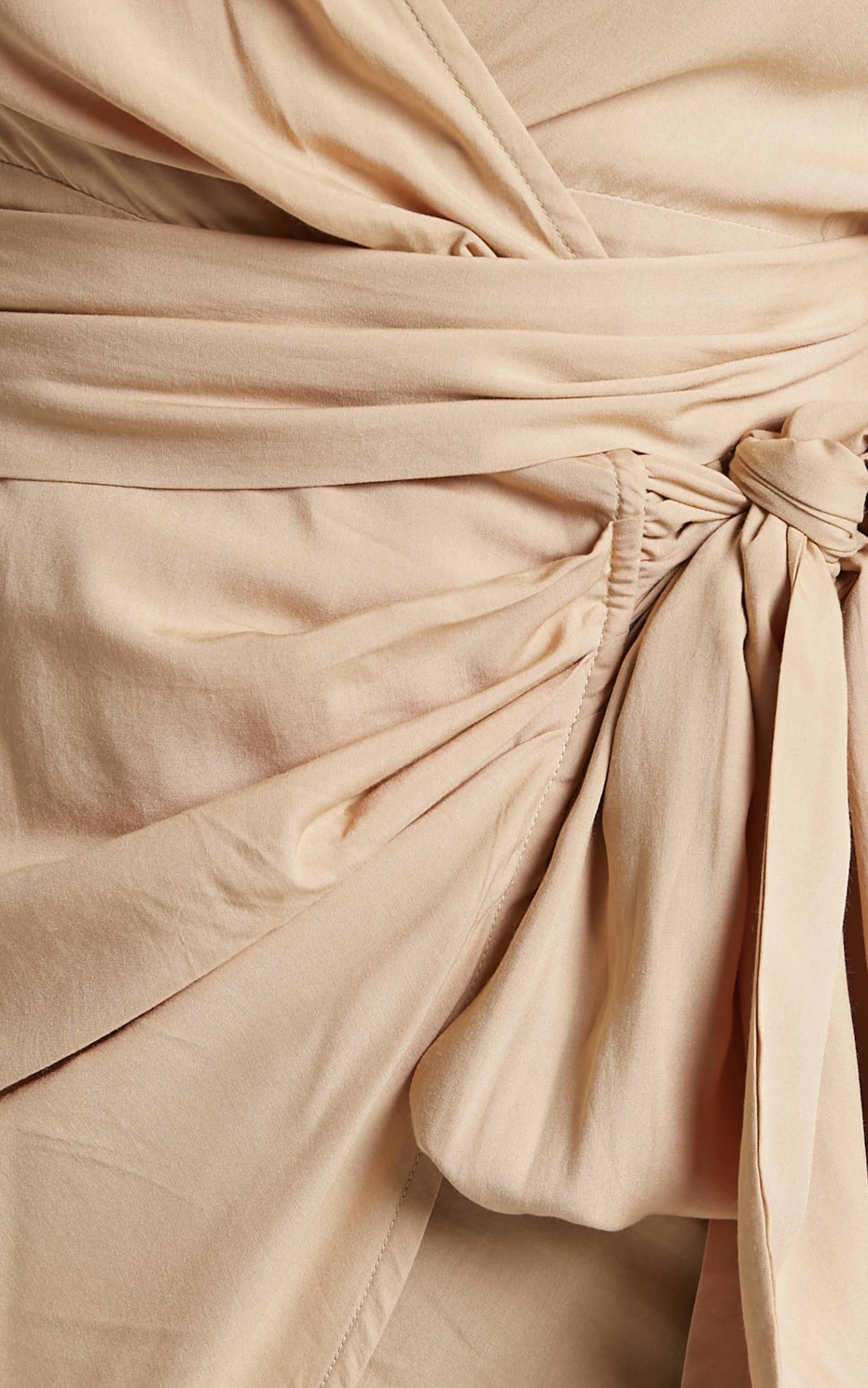 Showpo Aelwyd Long Sleeve Wrap Mini Dress In Sand 7 Showpo Aelwyd Long Sleeve Wrap Mini Dress In Sand - Image 7