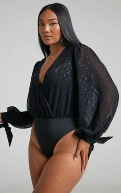 Showpo Agustha Wrap Front Bodysuit In Black -Showpo Women's Clothing Store Agustha Wrap Front Bodysuit in Black 2528ST22010056022529 11