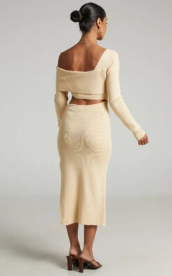 Showpo Alabama Midi Dress - Off One Shoulder Asymmetric Long Sleeve Knit Dress In Sand 16 Showpo Alabama Midi Dress - Off One Shoulder Asymmetric Long Sleeve Knit Dress In Sand -Showpo Women's Clothing Store Alabama Assymetrical Knit Midi Dress in Sand 2528SD21060066032529 1