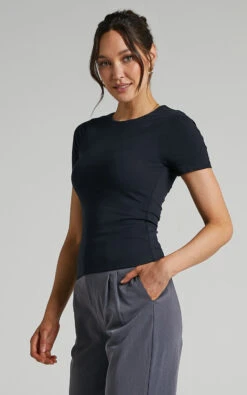 Showpo Alexie High Neckline Tshirt In Black 13 Showpo Alexie High Neckline Tshirt In Black -Showpo Women's Clothing Store Alexie High Neckline Tshirt in Black 2528ST21070006012529 2