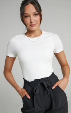 Showpo Alexie High Neckline Tshirt In White