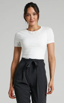 Showpo Alexie High Neckline Tshirt In White -Showpo Women's Clothing Store Alexie High Neckline Tshirt in White 2528ST21070006022529 4