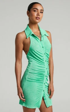 Showpo Almida Collared Button Down Dress In Green 15 Showpo Almida Collared Button Down Dress In Green -Showpo Women's Clothing Store Almida Collared Button Down Dress in Green 2528SD21100142022529 4