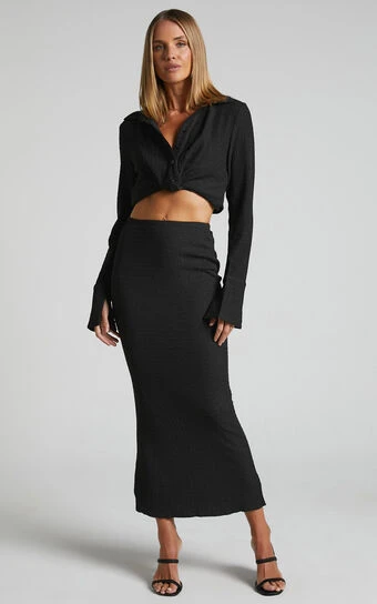 Showpo Althea Midi Skirt In Black 1 Showpo Althea Midi Skirt In Black