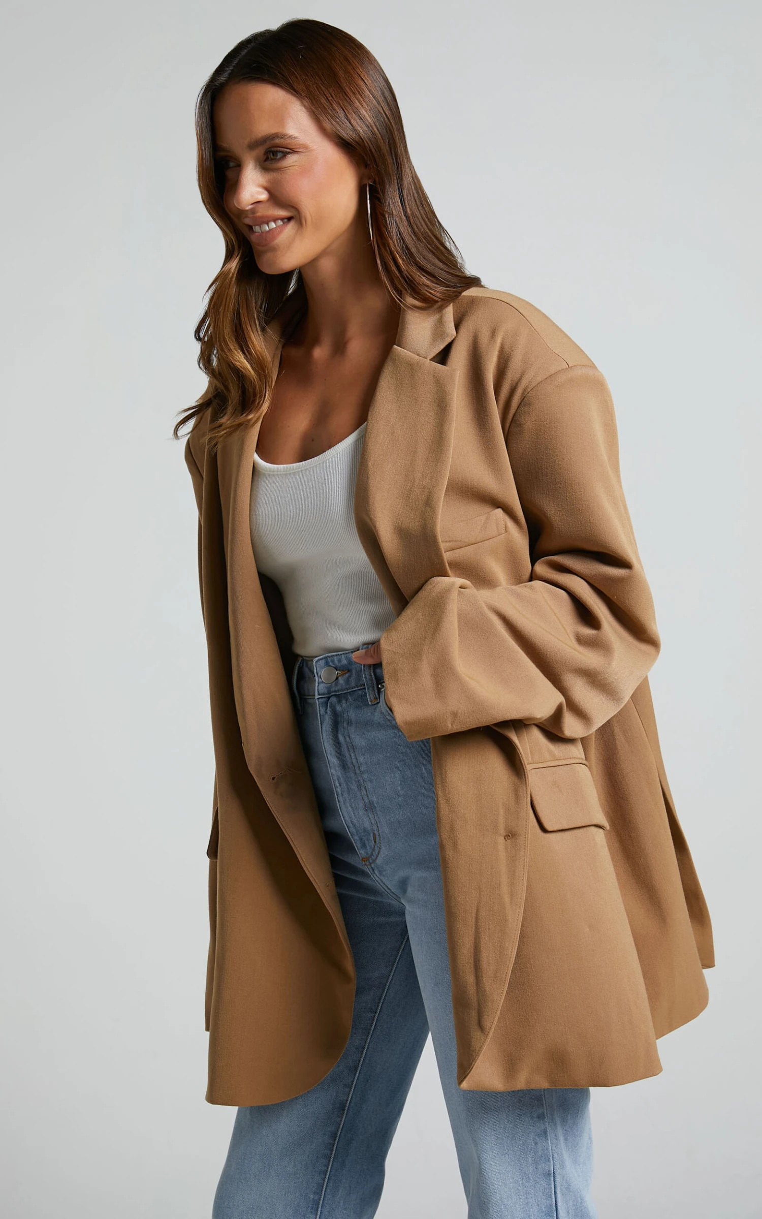 Showpo Amalea Oversized Boyfriend Blazer In Mocha 5 Showpo Amalea Oversized Boyfriend Blazer In Mocha - Image 5