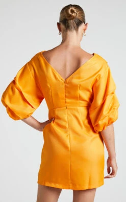 Showpo Anastasija Mini Dress - Off Shoulder V Neck Dress In Mango 14 Showpo Anastasija Mini Dress - Off Shoulder V Neck Dress In Mango -Showpo Women's Clothing Store Anastasija Off Shoulder Mini Dress in Mango 5