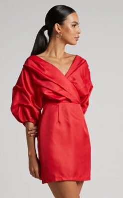 Showpo Anastasija Mini Dress - Off Shoulder V Neck Dress In Red 11 Showpo Anastasija Mini Dress - Off Shoulder V Neck Dress In Red -Showpo Women's Clothing Store Anastasija Off Shoulder Mini Dress in Red 31