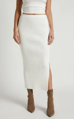 Showpo Andalucia Ribbed Side Split Midi Skirt In Cream 11 Showpo Andalucia Ribbed Side Split Midi Skirt In Cream -Showpo Women's Clothing Store Andalucia Ribbed Side Split Midi Skirt in Cream 4