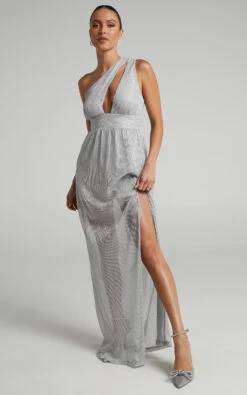Showpo Anicee Cut Out One Shoulder Plisse Maxi Dress In Silver 11 Showpo Anicee Cut Out One Shoulder Plisse Maxi Dress In Silver -Showpo Women's Clothing Store Anicee One shoulder plisse maxi dress in Silver 2528SD22030102012529 4