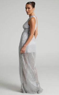 Showpo Anicee Cut Out One Shoulder Plisse Maxi Dress In Silver 12 Showpo Anicee Cut Out One Shoulder Plisse Maxi Dress In Silver -Showpo Women's Clothing Store Anicee One shoulder plisse maxi dress in Silver 2528SD22030102012529 7