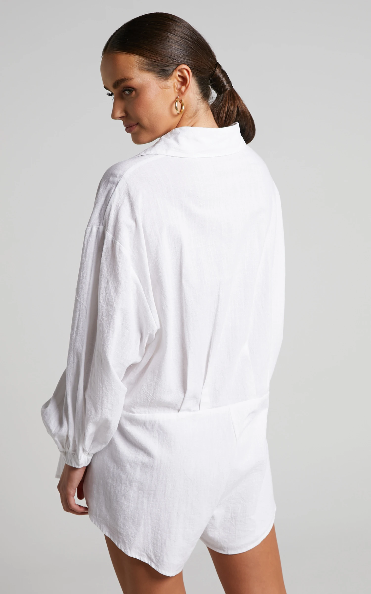 Showpo Anka Playsuit - Relaxed Button Front Shirt Playsuit In White 7 Showpo Anka Playsuit - Relaxed Button Front Shirt Playsuit In White - Image 7