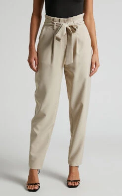 Showpo Annalise - High Waisted Paper Bag Waist Pants In Stone 15 Showpo Annalise - High Waisted Paper Bag Waist Pants In Stone -Showpo Women's Clothing Store Annalise Paper Bag Waist Pants in Stone 1