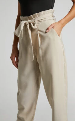 Showpo Annalise - High Waisted Paper Bag Waist Pants In Stone 12 Showpo Annalise - High Waisted Paper Bag Waist Pants In Stone -Showpo Women's Clothing Store Annalise Paper Bag Waist Pants in Stone 6