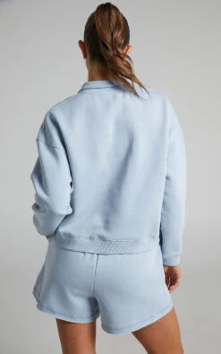 Showpo Annie Fleece Collared Sweatshirt In Blue -Showpo Women's Clothing Store Annie Fleece Collared Sweater in Blue 2528SO22040011032529 3