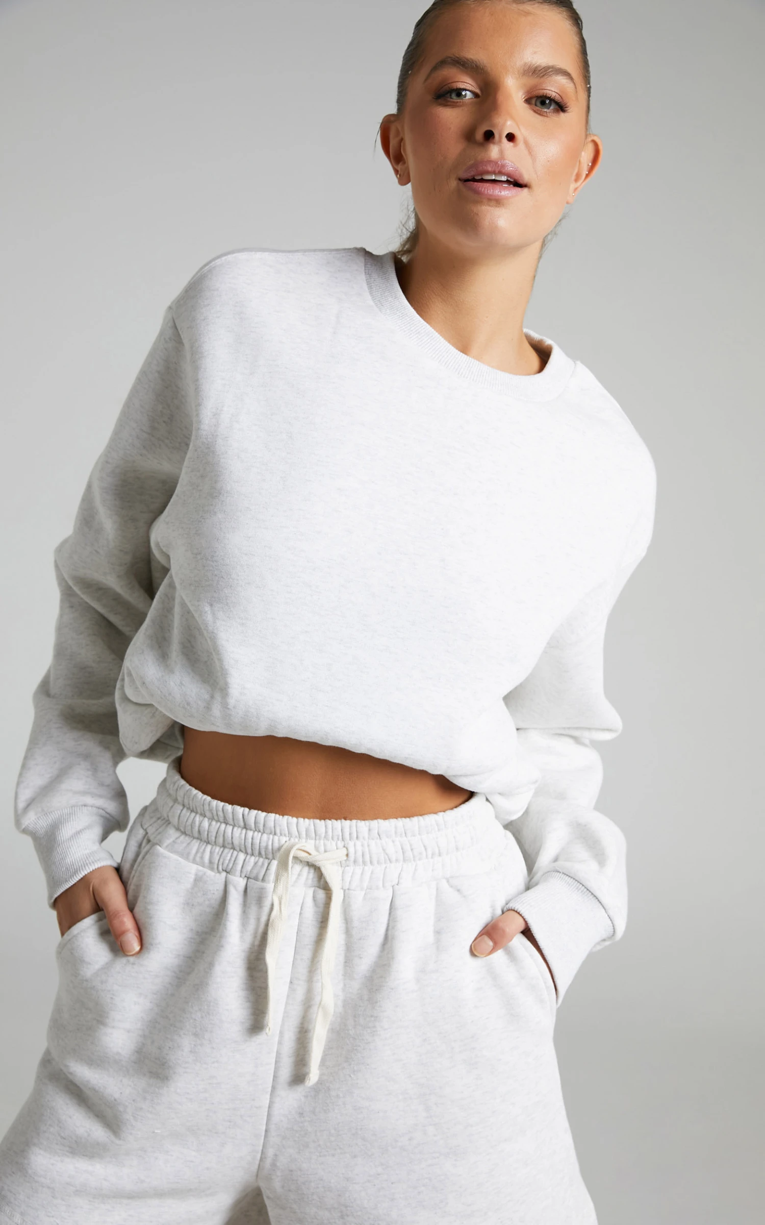 Showpo Annie Fleece Crew Neck Sweatshirt In Grey Marle 3 Showpo Annie Fleece Crew Neck Sweatshirt In Grey Marle - Image 3