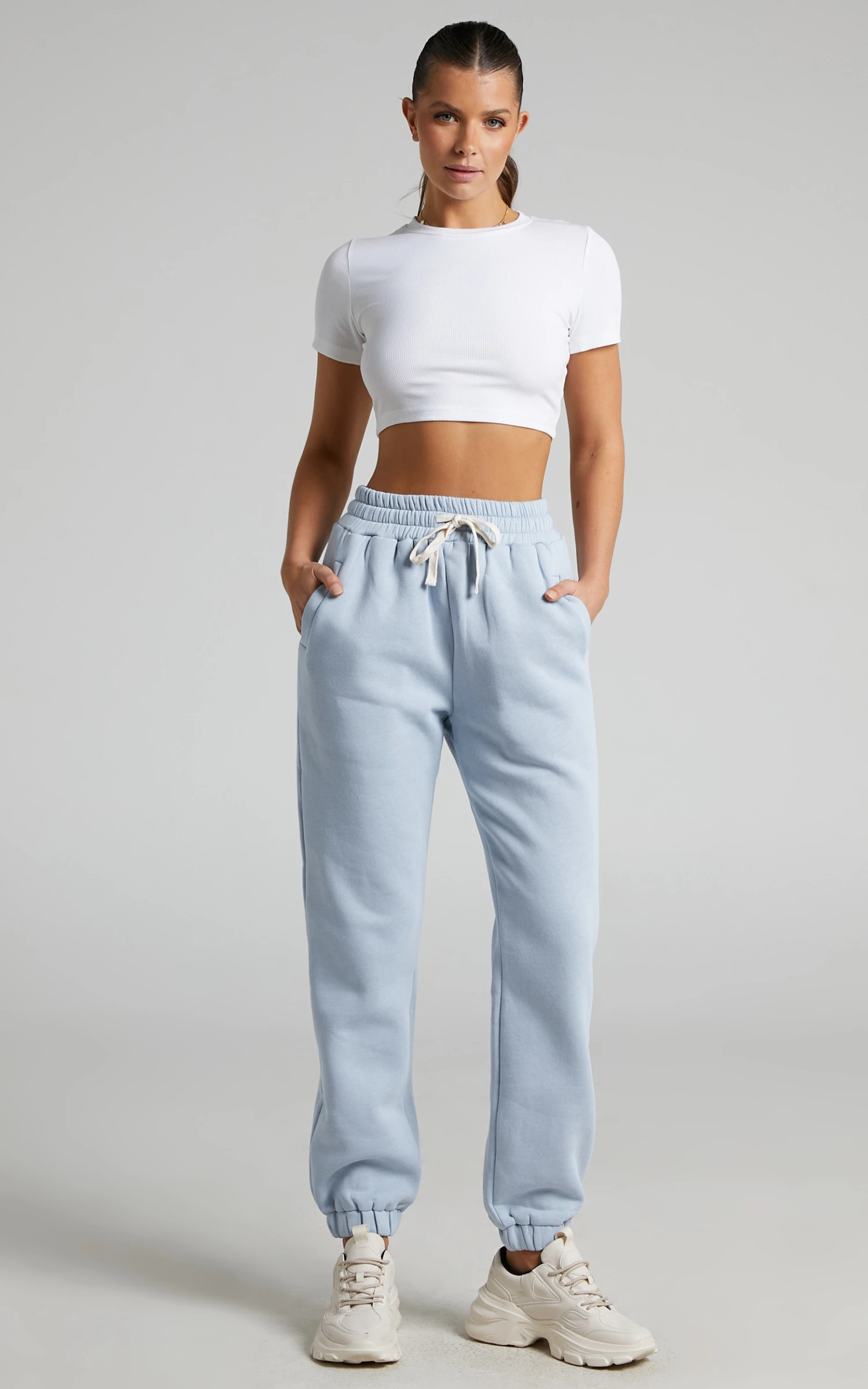 Showpo Annie Fleece Track Pants In Blue 3 Showpo Annie Fleece Track Pants In Blue - Image 3