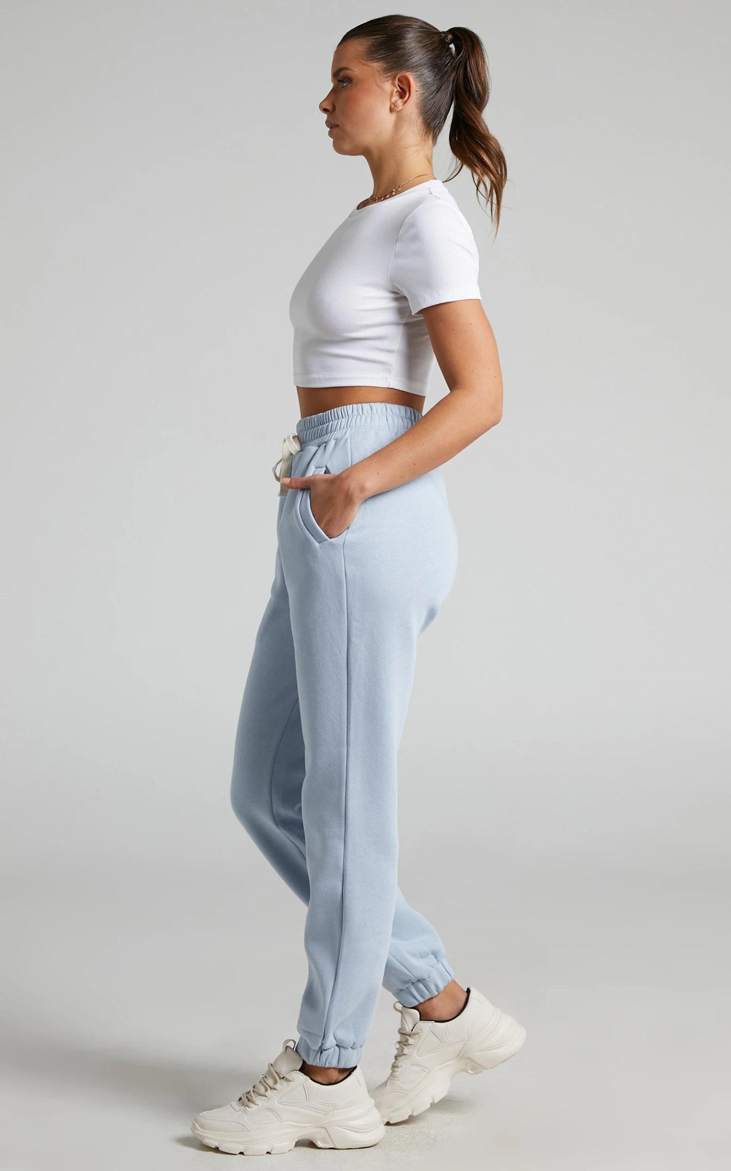 Showpo Annie Fleece Track Pants In Blue 4 Showpo Annie Fleece Track Pants In Blue - Image 4
