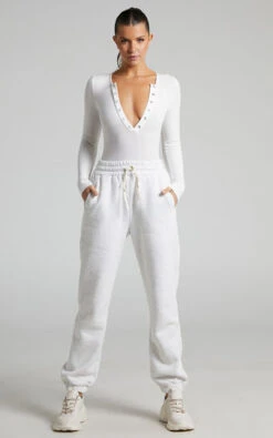 Showpo Annie Fleece Track Pants In Grey Marle