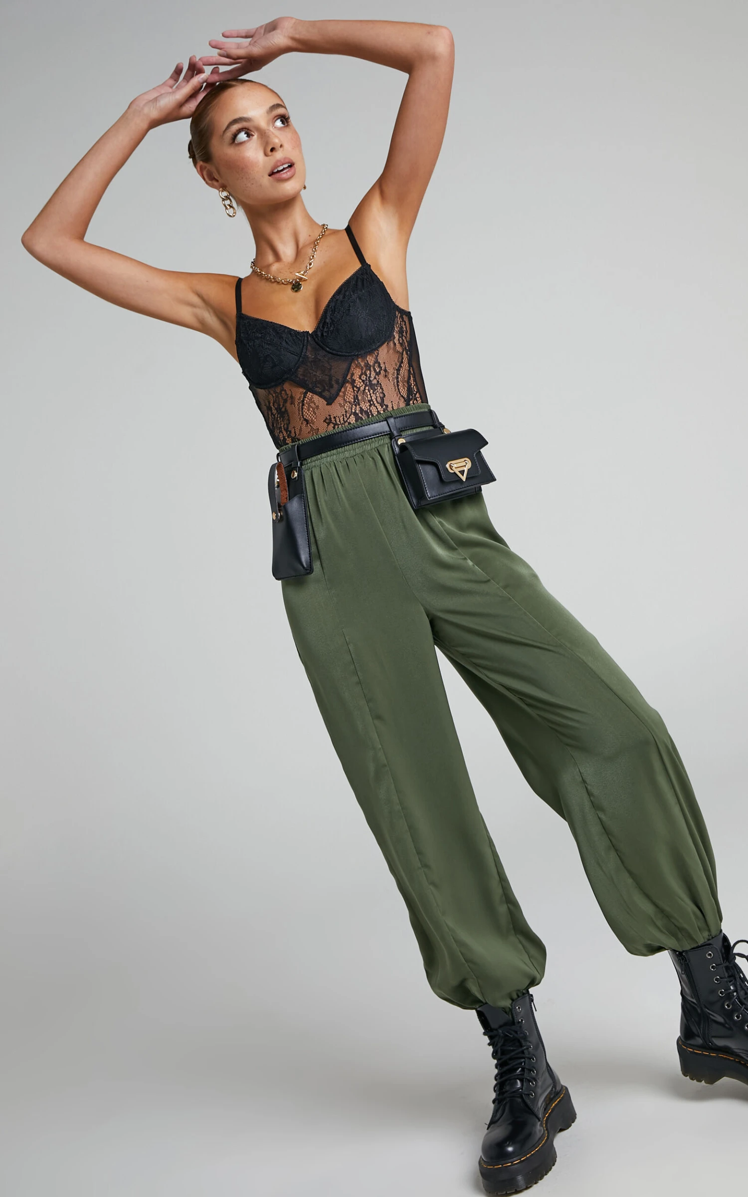 Showpo Antonella High Waisted Elasticated Pant In Olive 3 Showpo Antonella High Waisted Elasticated Pant In Olive - Image 3