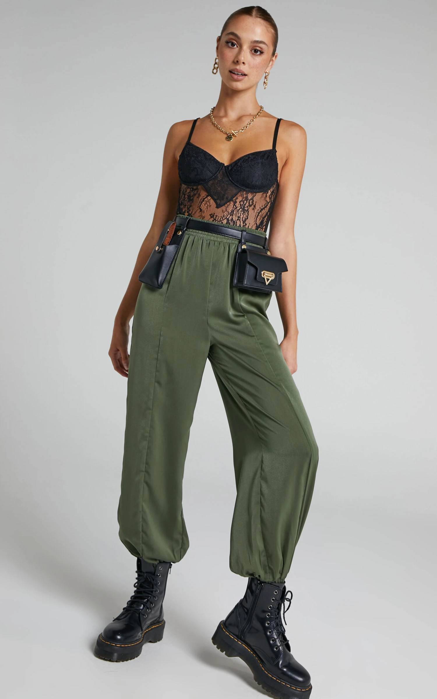 Showpo Antonella High Waisted Elasticated Pant In Olive 2 Showpo Antonella High Waisted Elasticated Pant In Olive - Image 2