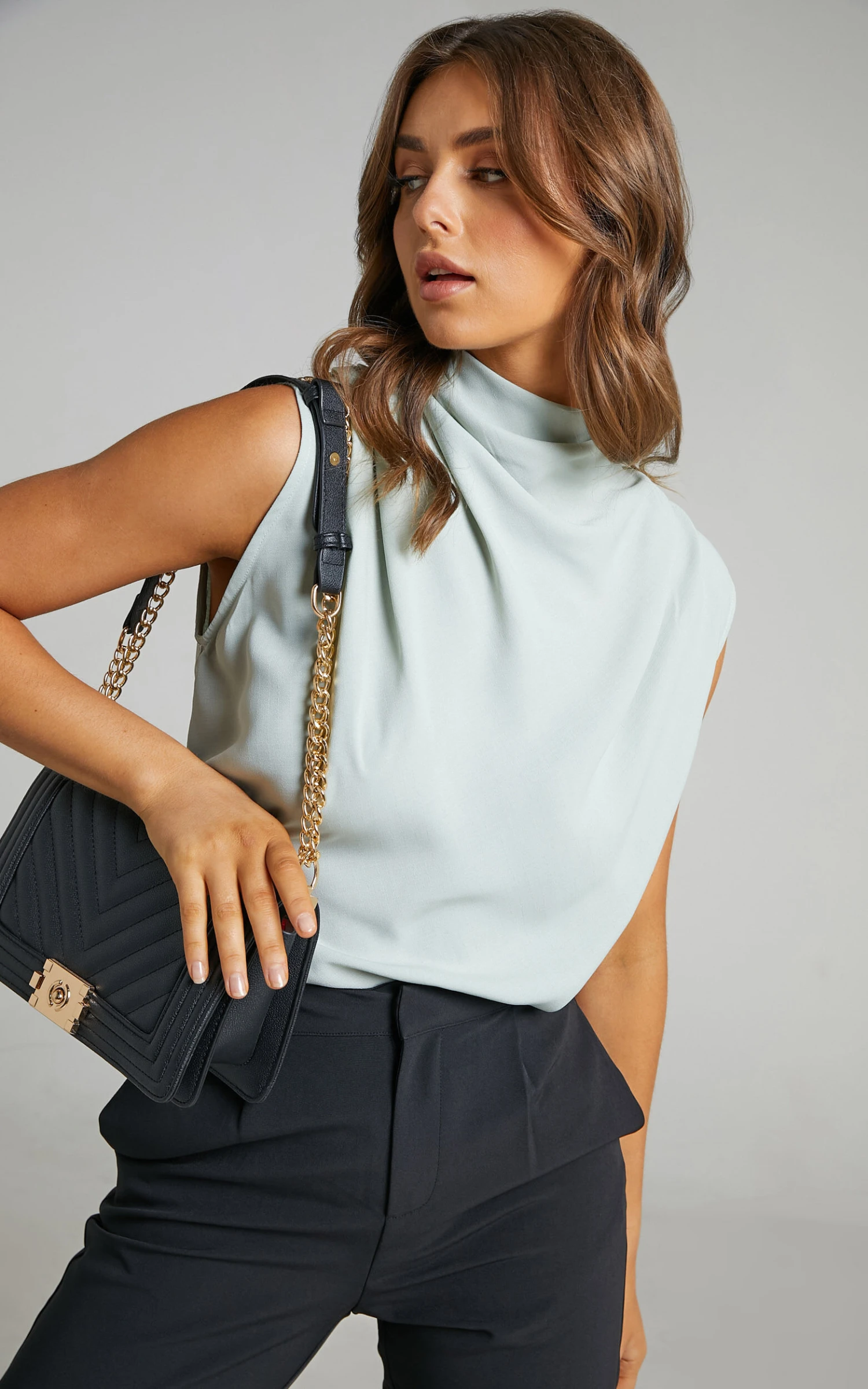 Showpo Arianae High Neck Top In Sage 7 Showpo Arianae High Neck Top In Sage - Image 7