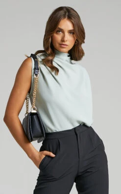 Showpo Arianae High Neck Top In Sage 14 Showpo Arianae High Neck Top In Sage -Showpo Women's Clothing Store Arianae High Neck Top in Sage 2528ST21070010022529 8