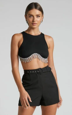 Showpo Armanda Shorts - High Waisted Belted Shorts In Black