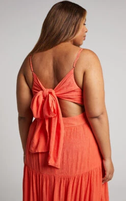 Showpo Armande Maxi Dress - Tie Back Tiered Dress In Orange -Showpo Women's Clothing Store Armande Bow Tie Back Tiered Maxi Dress in Orange 2528SD22090029022529 4 1664212457367
