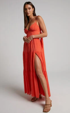 Showpo Armande Maxi Dress - Tie Back Tiered Dress In Orange -Showpo Women's Clothing Store Armande Bow Tie Back Tiered Maxi Dress in Orange 2528SD22090029022529 8