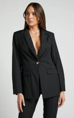 Showpo Armenda Blazer - Stitch Detail Tailored Blazer In Black