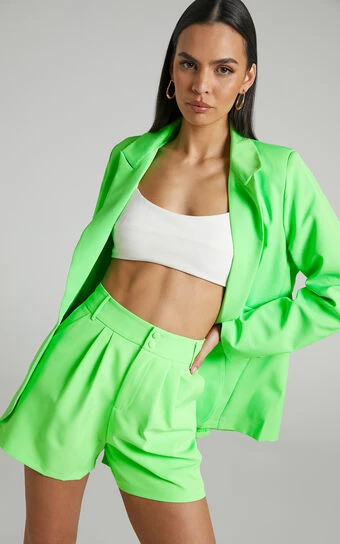 Showpo Ashesha Tailored Suiting Blazer In Green 1 Showpo Ashesha Tailored Suiting Blazer In Green