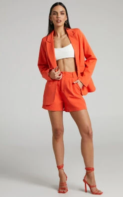 Showpo Ashesha Tailored Suiting Blazer In Oxy Fire 10 Showpo Ashesha Tailored Suiting Blazer In Oxy Fire -Showpo Women's Clothing Store Ashesha High Waisted Tailored Suiting Shorts in Oxy Fire 2528SB21120002052529