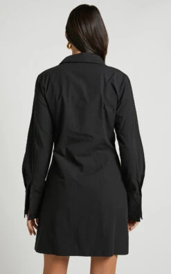 Showpo Ashima A-Line Panelled Shirt Dress In Black -Showpo Women's Clothing Store Ashima A Line Panelled Shirt Dress in Black 7