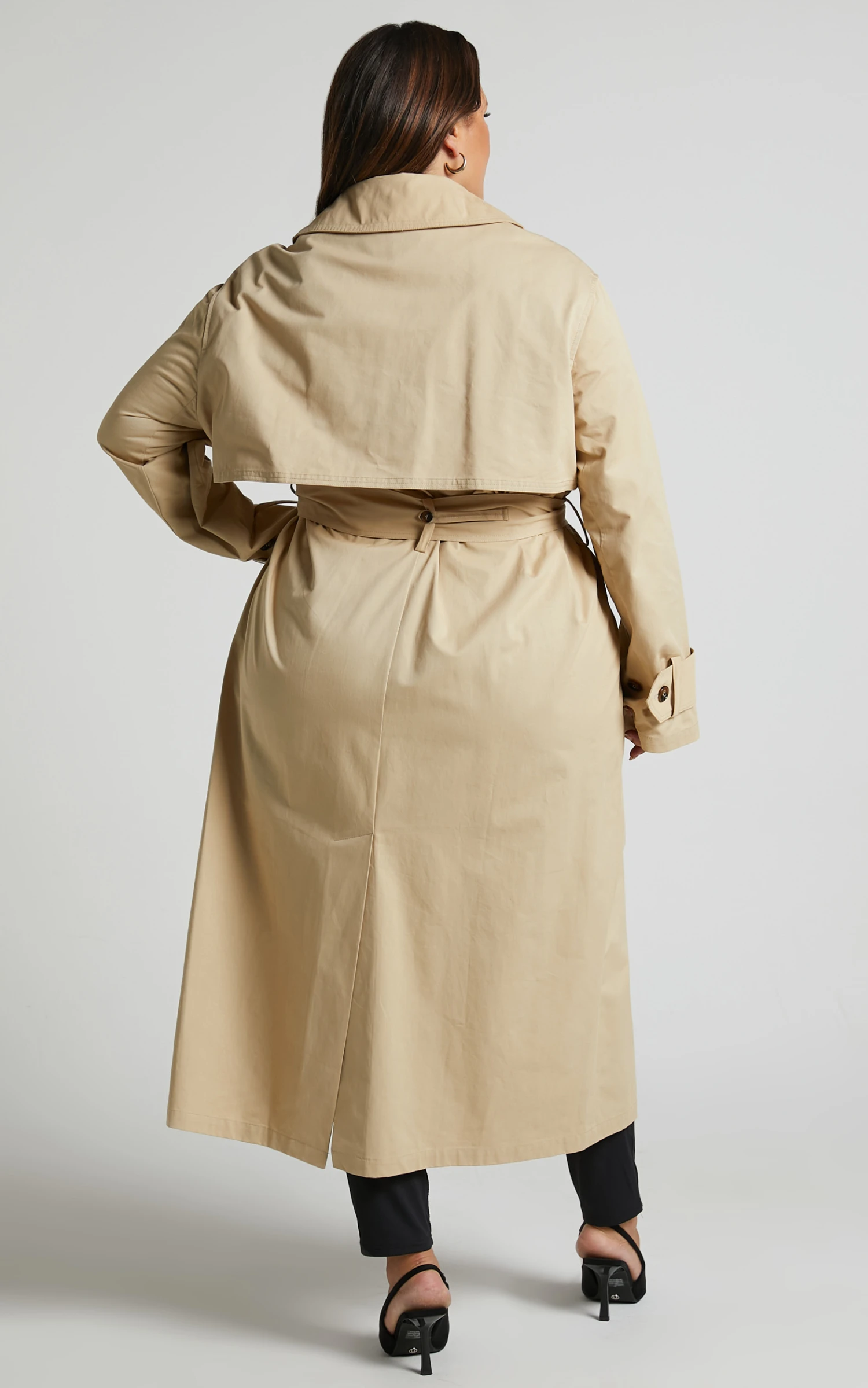 Showpo Avah Trench Coat - Double Breasted Tie Waist Coat In Camel - Image 8
