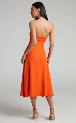 Showpo Avie Twist Strapless Cocktail Dress In Orange -Showpo Women's Clothing Store Avie Twist Strapless Cocktail Dress in Orange 2528SD21080052032529 3