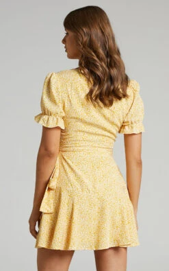 Showpo Azelle Wrap Mini Dress In Yellow Floral -Showpo Women's Clothing Store Azelle Wrap Mini Dress in Yellow 2528SD21110105012529 8