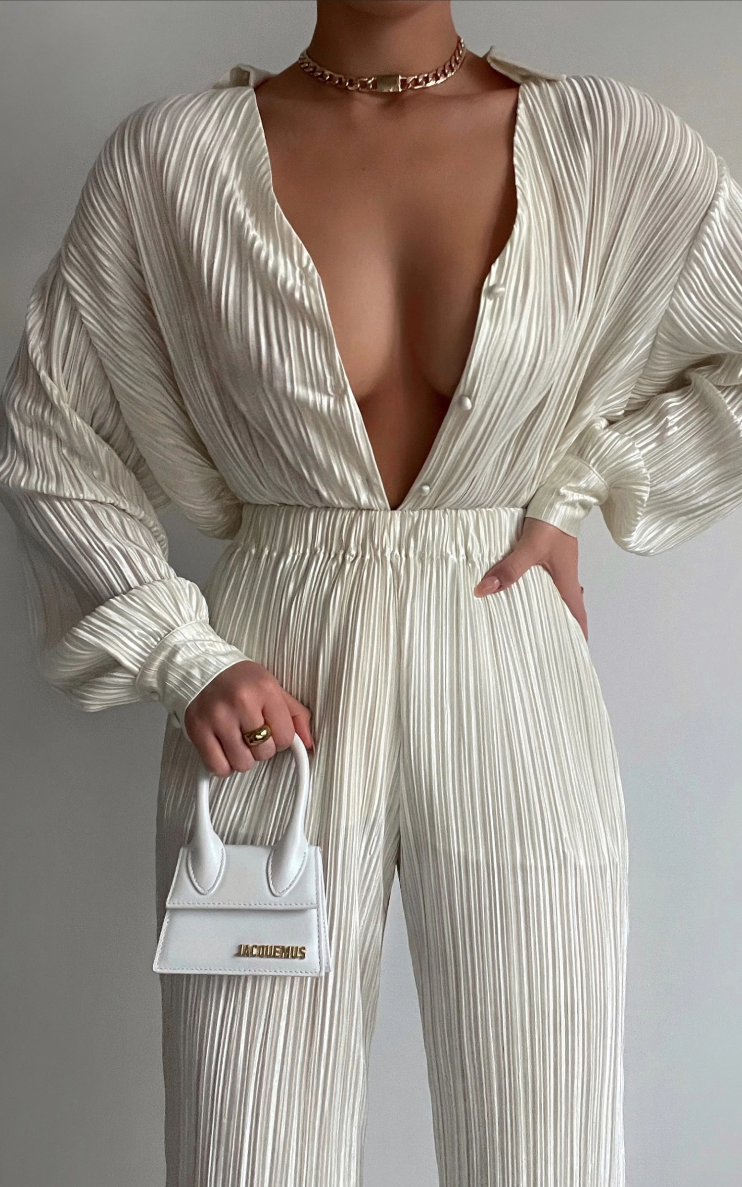 Showpo Beca Plisse Button Up Shirt In Cream 4 Showpo Beca Plisse Button Up Shirt In Cream - Image 4