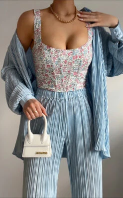 Showpo Beca High Waisted Plisse Flared Pants In Cornflower 13 Showpo Beca High Waisted Plisse Flared Pants In Cornflower -Showpo Women's Clothing Store BECA PLISSE FLARED PANTS IN CORNFLOWER