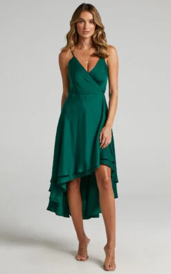 Showpo Between Fantasy Midi Dress In Emerald Satin 12 Showpo Between Fantasy Midi Dress In Emerald Satin -Showpo Women's Clothing Store BETWEEN FANTASY DRESS IN EMERALD SATIN SL201781 Emerald 1