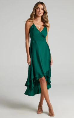 Showpo Between Fantasy Midi Dress In Emerald Satin 11 Showpo Between Fantasy Midi Dress In Emerald Satin -Showpo Women's Clothing Store BETWEEN FANTASY DRESS IN EMERALD SATIN SL201781 Emerald 2
