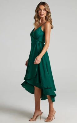 Showpo Between Fantasy Midi Dress In Emerald Satin 14 Showpo Between Fantasy Midi Dress In Emerald Satin -Showpo Women's Clothing Store BETWEEN FANTASY DRESS IN EMERALD SATIN SL201781 Emerald 6