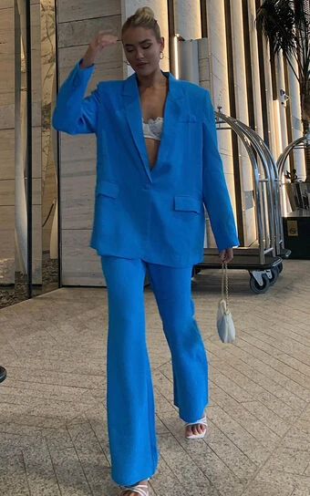 Showpo Bonnie High Waisted Tailored Wide Leg Pants In Blue 1 Showpo Bonnie High Waisted Tailored Wide Leg Pants In Blue