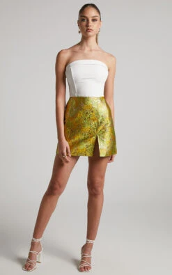 Showpo Brailey Mini Skirt - Split Jacquard Skirt In Lime 9 Showpo Brailey Mini Skirt - Split Jacquard Skirt In Lime -Showpo Women's Clothing Store BRAILEY MINI SKIRT SPLIT JACQUARD SKIRT IN LIME