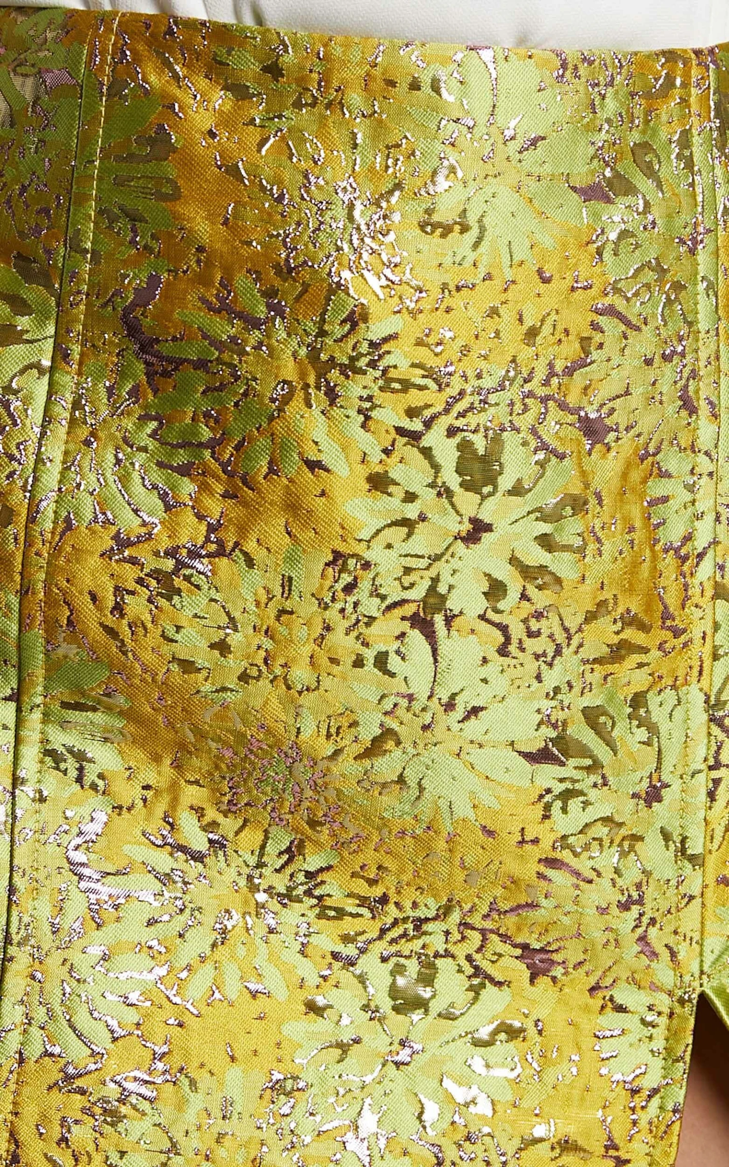 Showpo Brailey Mini Skirt - Split Jacquard Skirt In Lime 7 Showpo Brailey Mini Skirt - Split Jacquard Skirt In Lime - Image 7