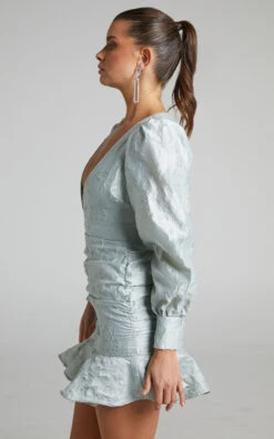 Showpo Baxia Textured Balloon Sleeve Mini Dress In Sage 14 Showpo Baxia Textured Balloon Sleeve Mini Dress In Sage -Showpo Women's Clothing Store Baxia Textured Balloon Sleeve Mini Dress in Sage 2528SD21080022062529 2