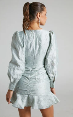 Showpo Baxia Textured Balloon Sleeve Mini Dress In Sage 18 Showpo Baxia Textured Balloon Sleeve Mini Dress In Sage -Showpo Women's Clothing Store Baxia Textured Balloon Sleeve Mini Dress in Sage 2528SD21080022062529 3