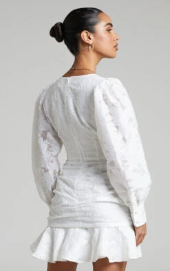 Showpo Baxia Textured Balloon Sleeve Mini Dress In White 16 Showpo Baxia Textured Balloon Sleeve Mini Dress In White -Showpo Women's Clothing Store Baxia Textured Balloon Sleeve Mini Dress in White 2528SD21080022022529 7